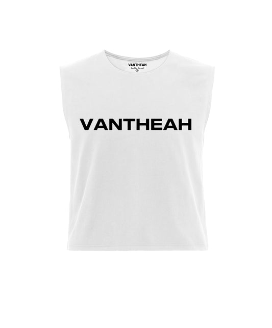 Emblem Cutoff Tee In White