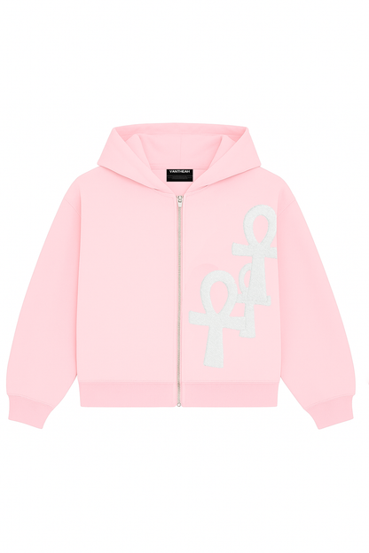 Ankh Flow Zip Up In Pink Blossom