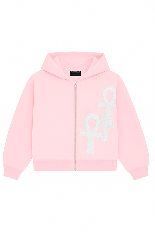 Ankh Flow Zip Up In Pink Blossom